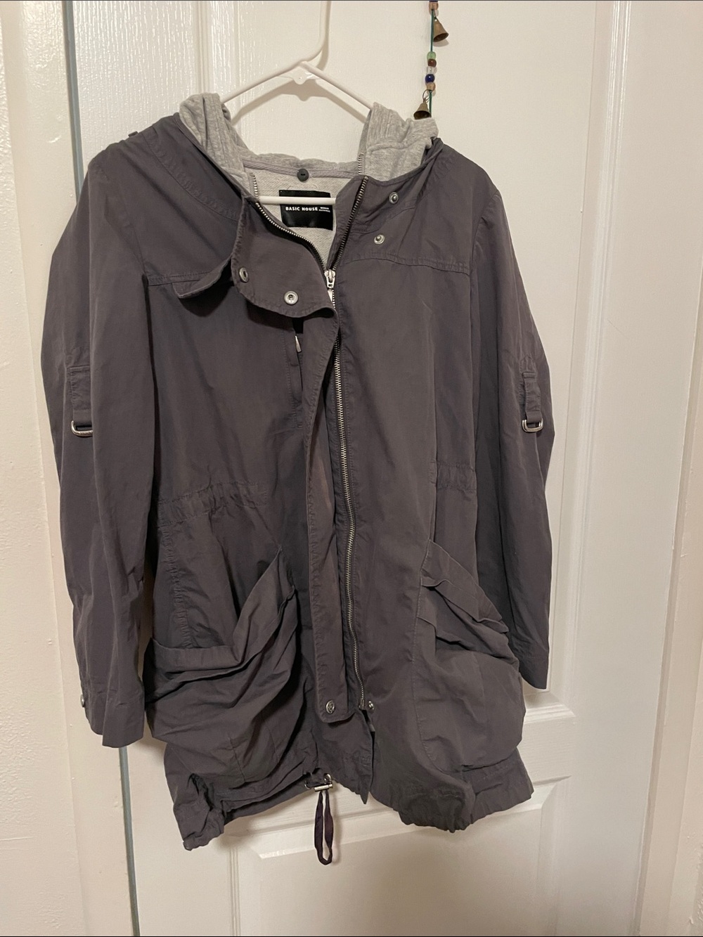 Basic house Two-Tone Hooded Jacket with Grey Inner Layer